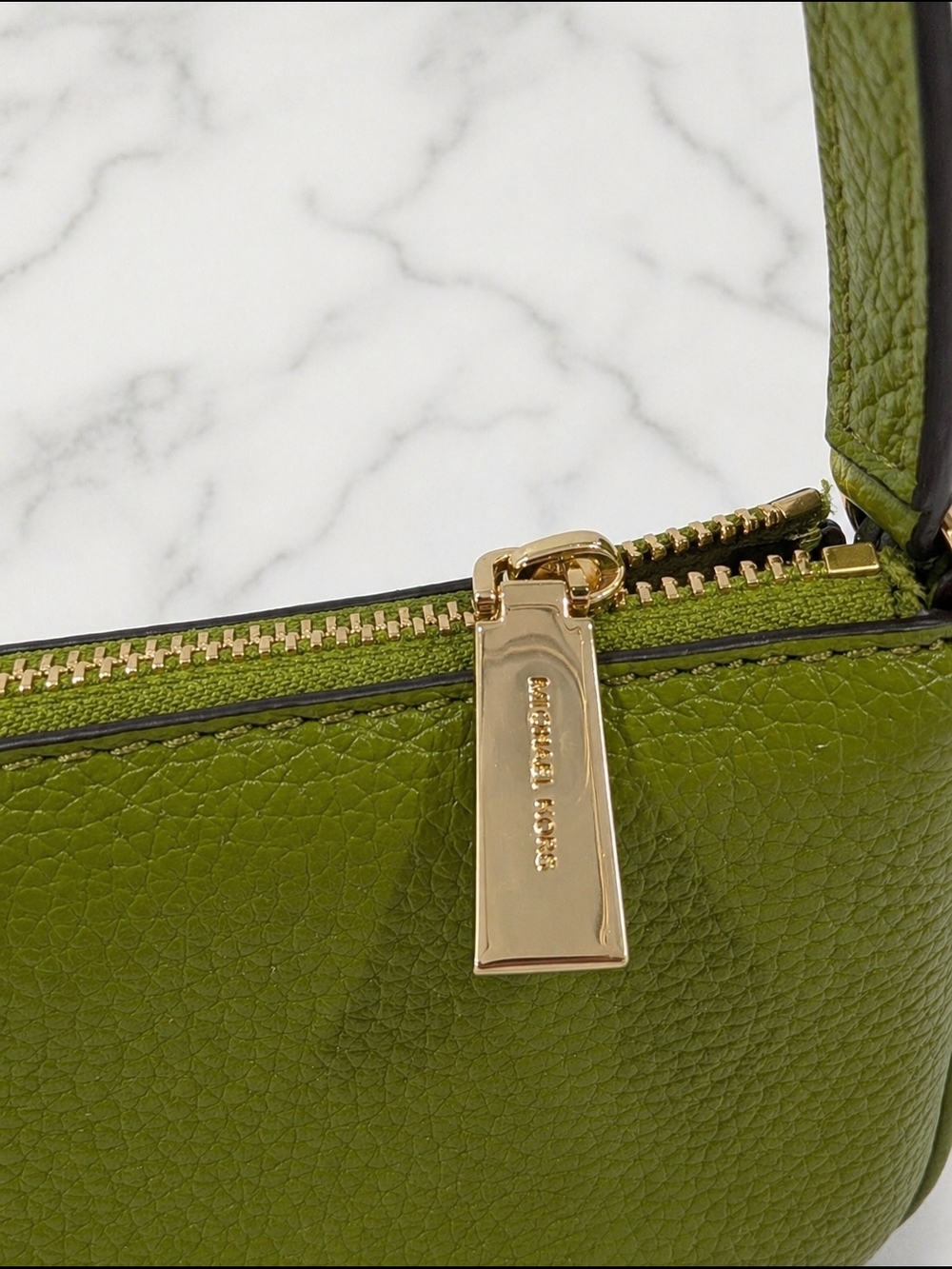 Michael Kors Green Pebbled Leather Mini Double-Pocket Shoulder Bag - Picture 5 of 7